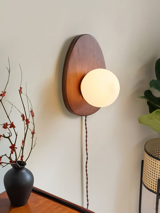 Orba Walnut Plug-in Wall Lamp-DWHOME