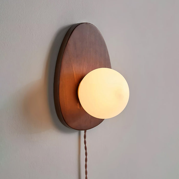 Orba Walnut Plug-in Wall Lamp-DWHOME