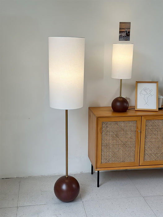 Orbis Wooden Sphere Floor Lamp.