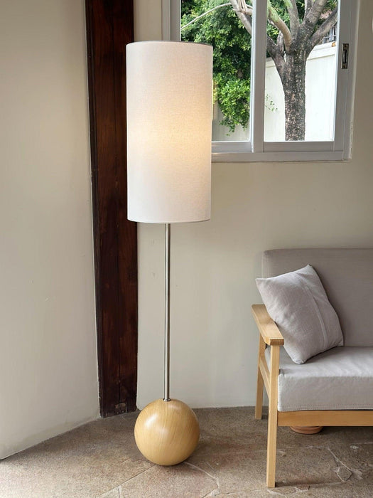 Orbis Wooden Sphere Floor Lamp-DWHOME