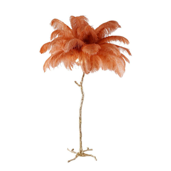 Ostrich Feather Brass Floor Lamp - DWHOME