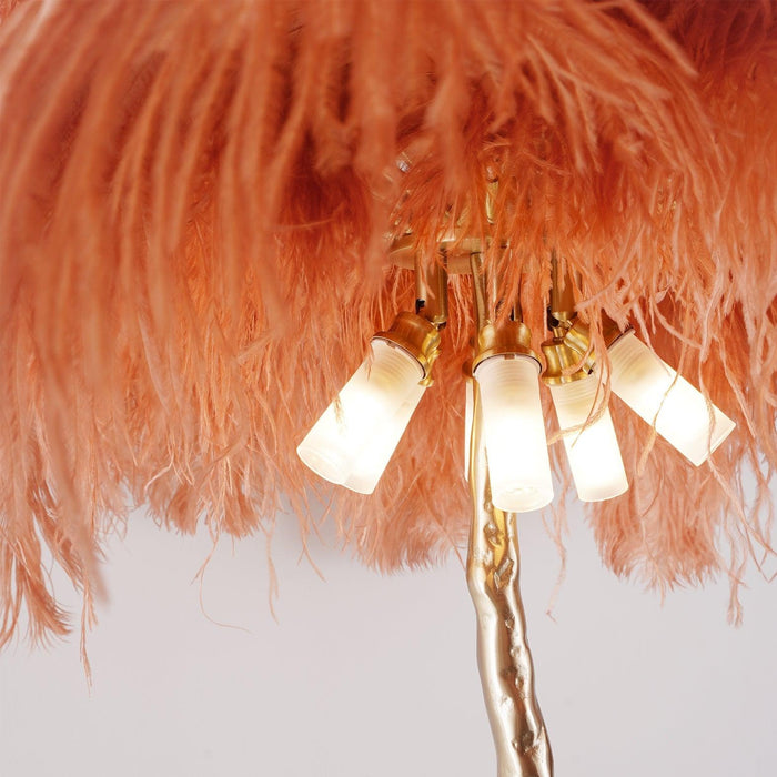 Ostrich Feather Brass Floor Lamp - DWHOME