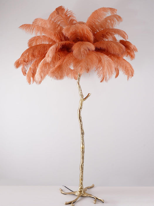 Ostrich Feather Brass Floor Lamp - DWHOME