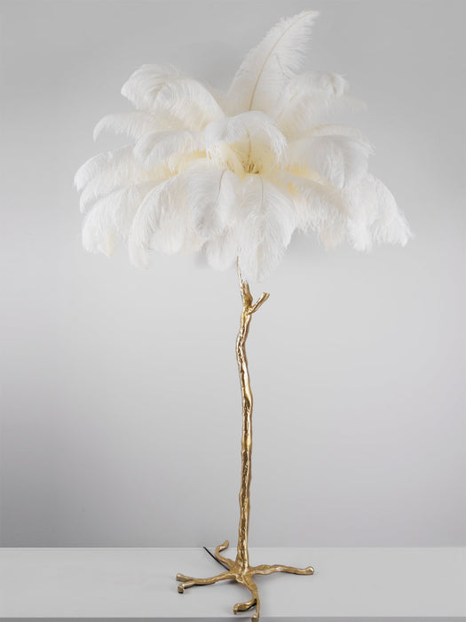 Ostrich Feather Brass Floor Lamp