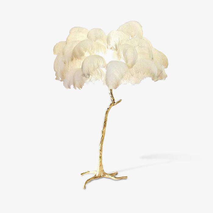 Ostrich Feather Brass Floor Lamp