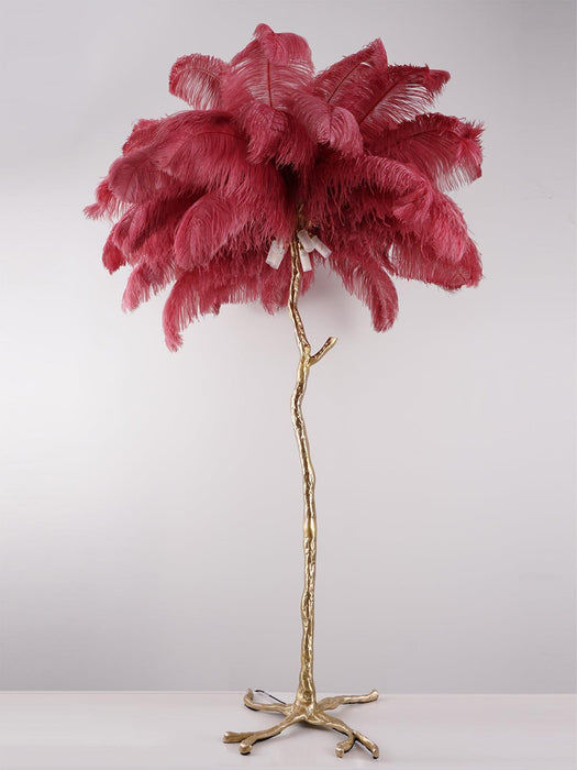 Ostrich Feather Brass Floor Lamp - DWHOME