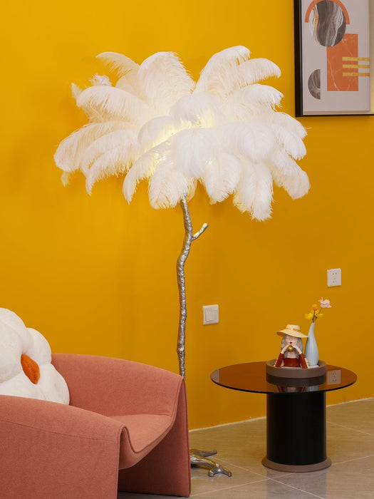 Ostrich Feather Brass Floor Lamp - DWHOME