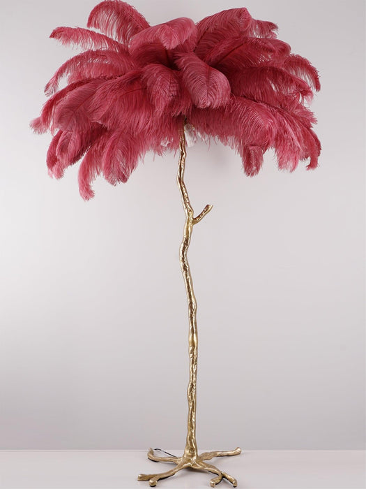 Ostrich Feather Brass Floor Lamp - DWHOME