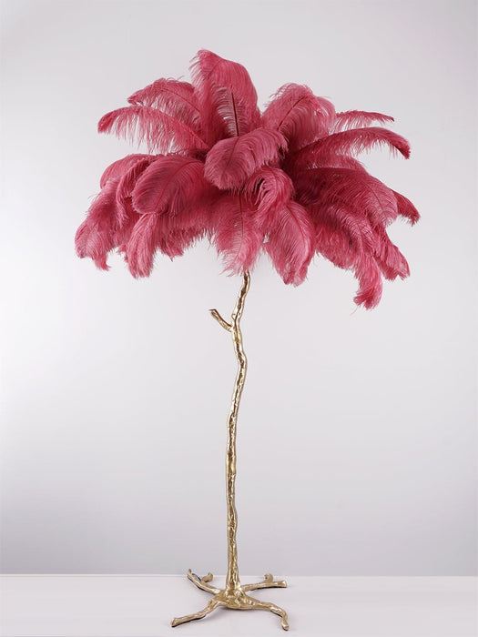 Ostrich Feather Brass Floor Lamp - DWHOME