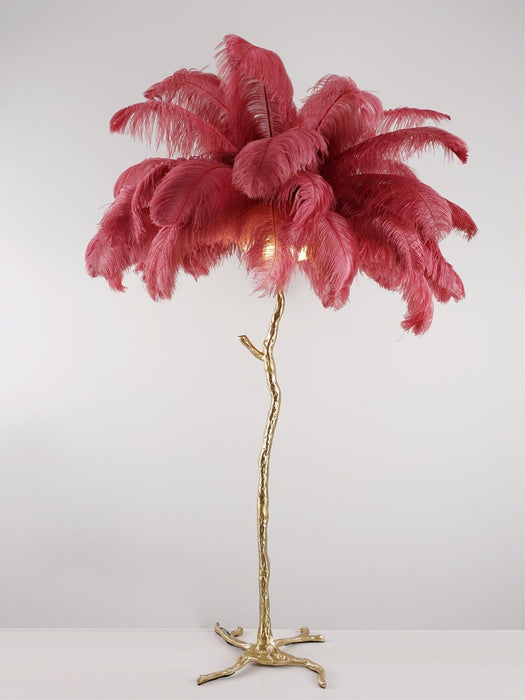 Ostrich Feather Brass Floor Lamp - DWHOME