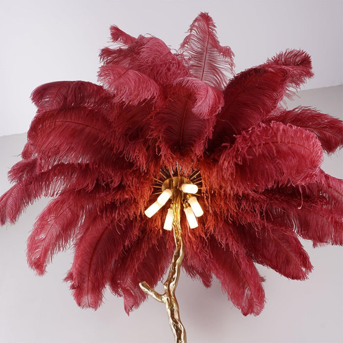 Ostrich Feather Brass Floor Lamp - DWHOME