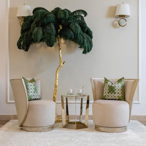 Ostrich Feather Brass Floor Lamp.