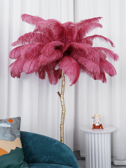 Ostrich Feather Brass Floor Lamp - DWHOME