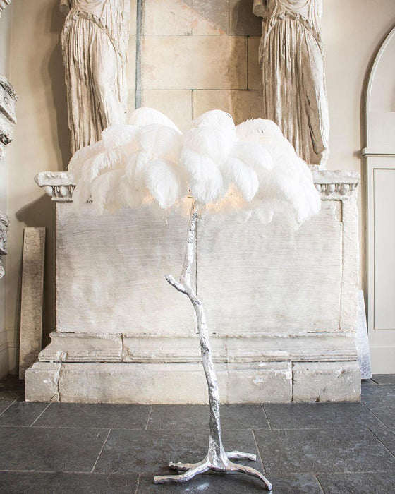 Ostrich Feather Brass Floor Lamp - DWHOME