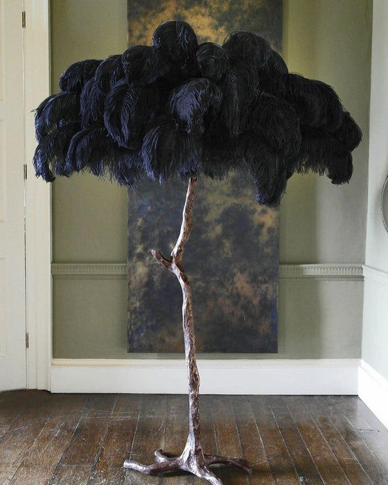 Ostrich Feather Brass Floor Lamp - Vakkerlight