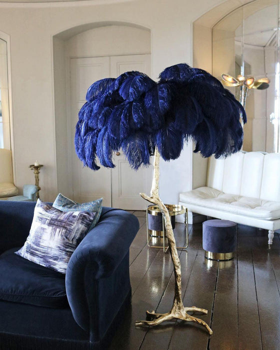 Ostrich Feather Brass Floor Lamp - DWHOME