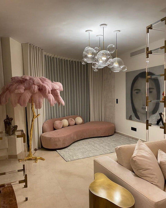 Ostrich Feather Brass Floor Lamp - DWHOME