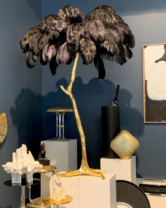 Ostrich Feather Brass Floor Lamp - Vakkerlight