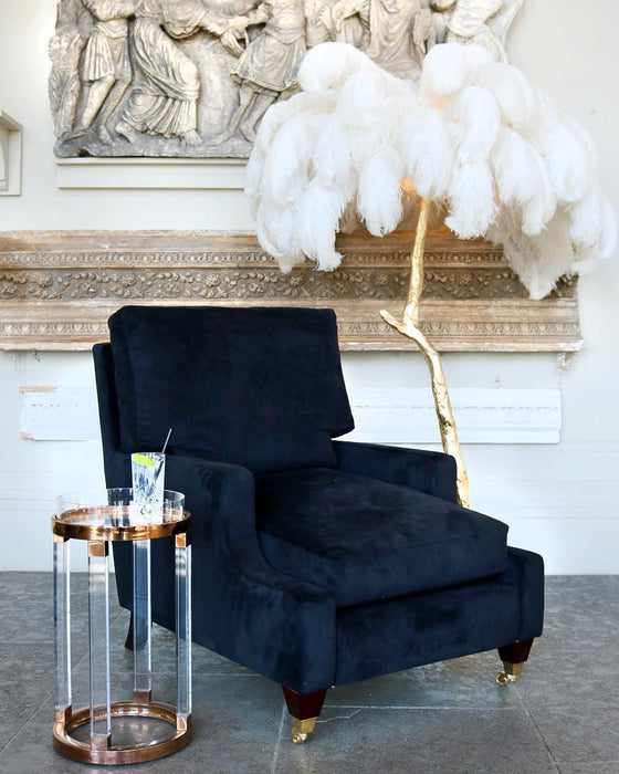 Ostrich Feather Brass Floor Lamp.