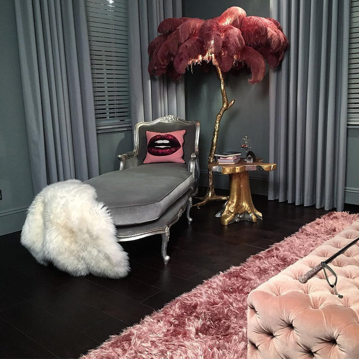 Ostrich Feather Brass Floor Lamp - Vakkerlight