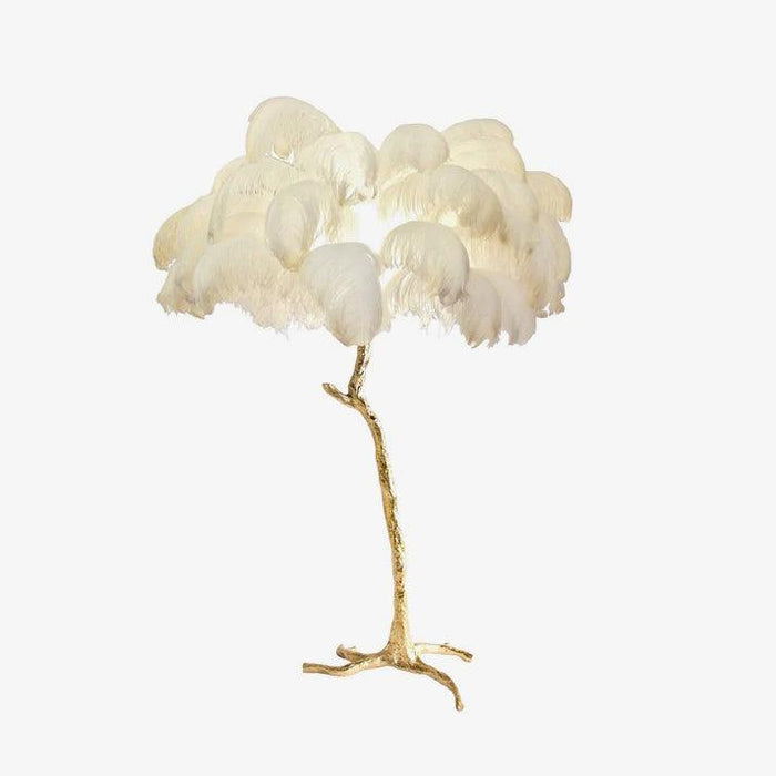 Ostrich Feather Brass Floor Lamp.