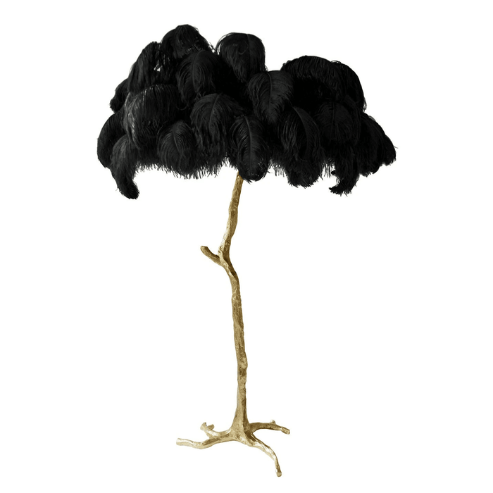 Ostrich Feather Brass Floor Lamp - DWHOME