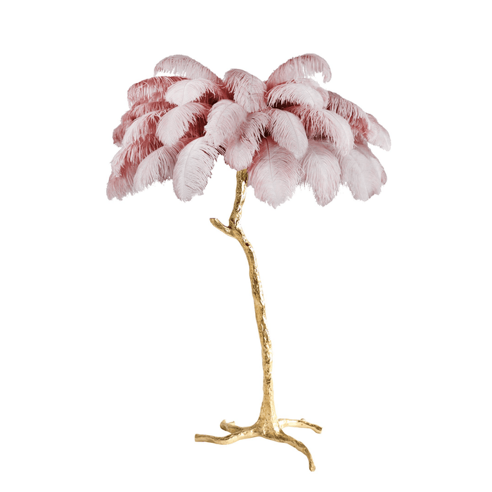 Ostrich Feather Brass Floor Lamp - DWHOME