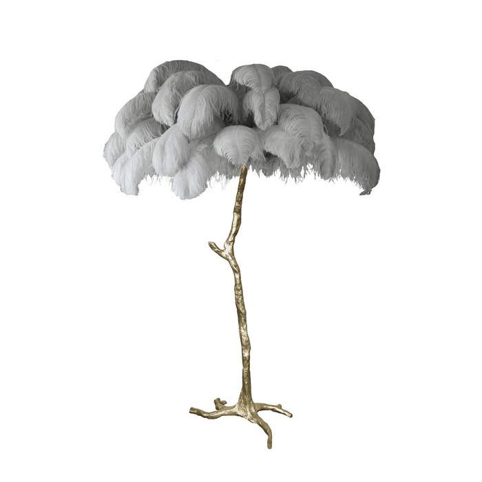 Ostrich Feather Brass Floor Lamp - DWHOME