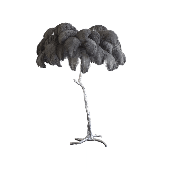 Ostrich Feather Brass Floor Lamp - Vakkerlight