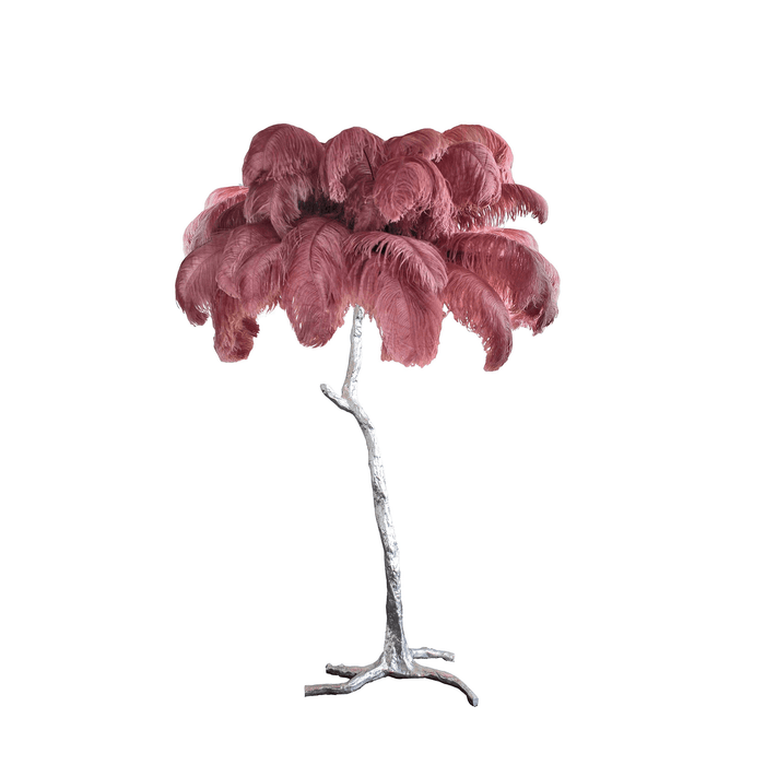 Ostrich Feather Brass Floor Lamp - DWHOME