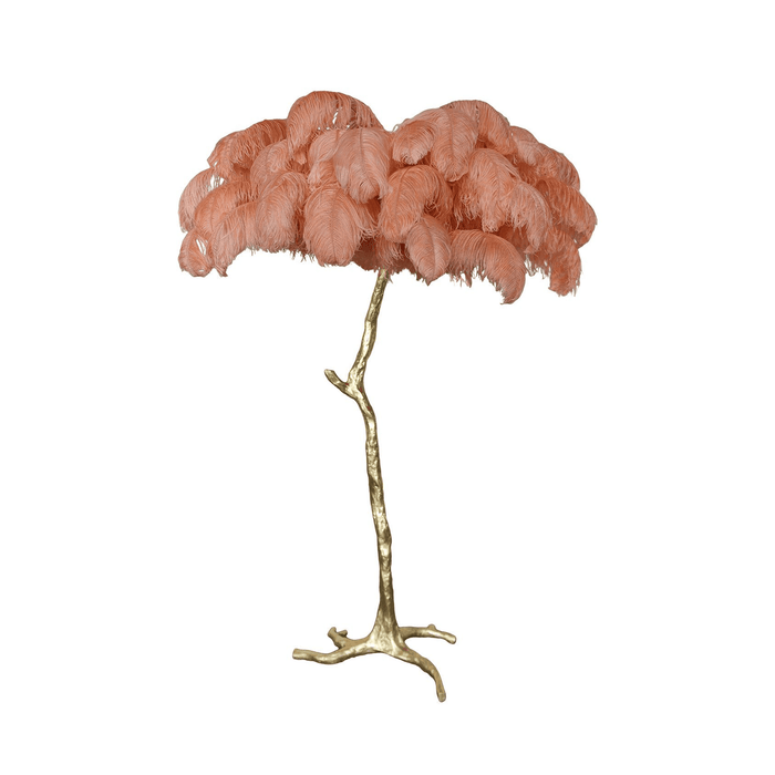 Ostrich Feather Brass Floor Lamp - DWHOME