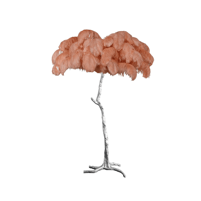 Ostrich Feather Brass Floor Lamp - DWHOME