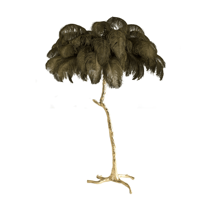 Ostrich Feather Brass Floor Lamp - DWHOME