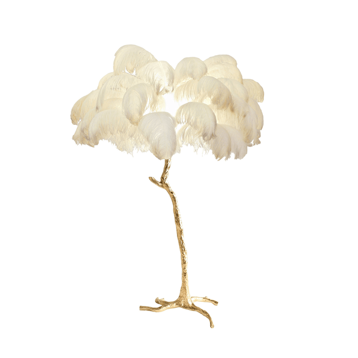 Ostrich Feather Brass Floor Lamp - DWHOME