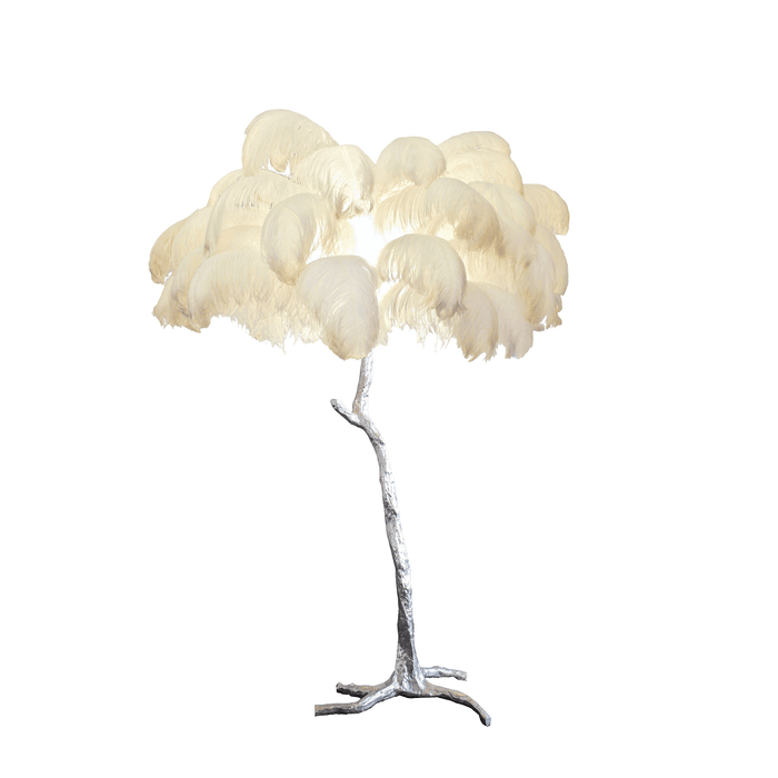 Ostrich Feather Brass Floor Lamp - DWHOME