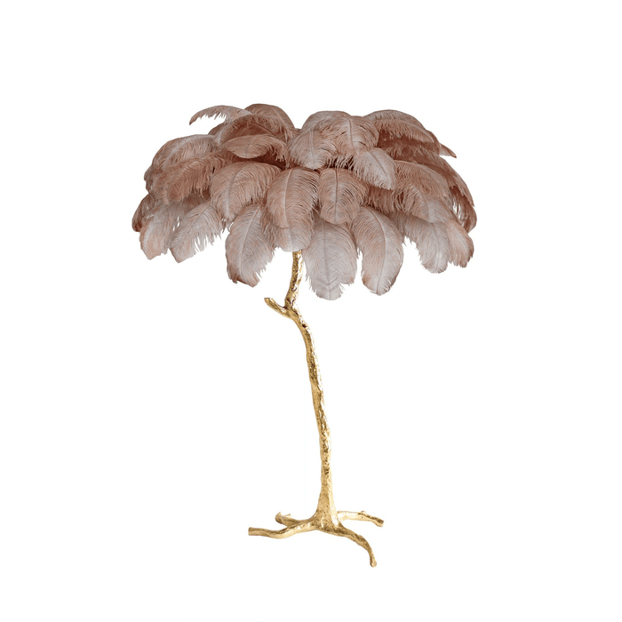 Ostrich Feather Brass Floor Lamp - DWHOME