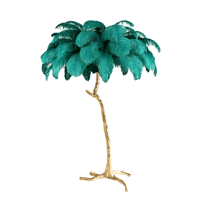 Ostrich Feather Brass Floor Lamp - DWHOME