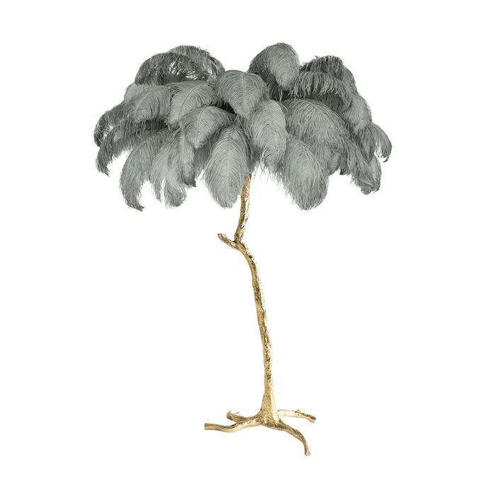 Ostrich Feather Brass Floor Lamp - DWHOME