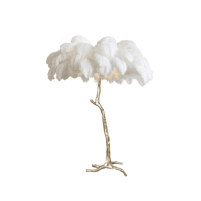 Ostrich Feather Brass Floor Lamp - DWHOME