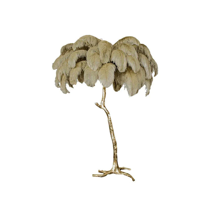 Ostrich Feather Brass Floor Lamp