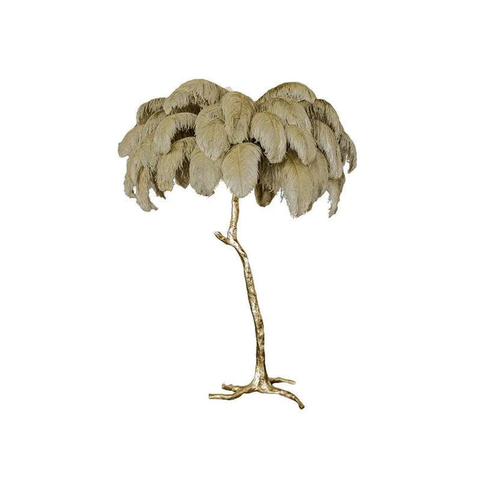 Ostrich Feather Brass Floor Lamp - DWHOME