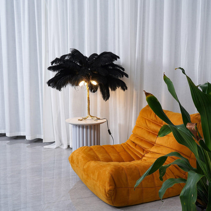 Ostrich Feather Table Lamp-DWHOME