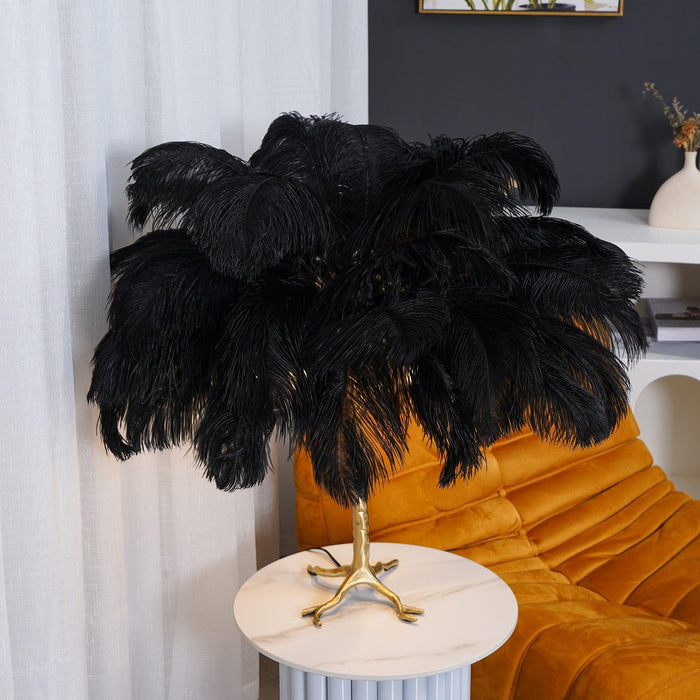 Ostrich Feather Table Lamp.