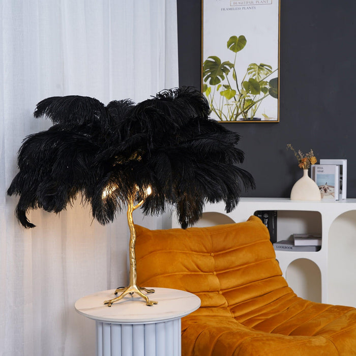 Ostrich Feather Table Lamp.