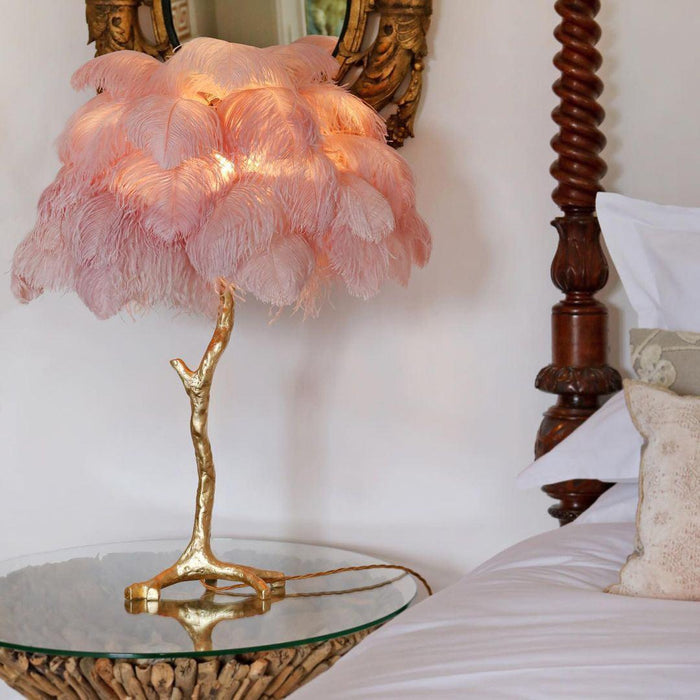 Ostrich Feather Table Lamp-DWHOME