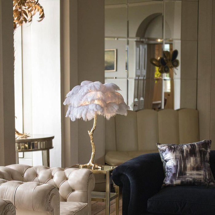 Ostrich Feather Table Lamp-DWHOME