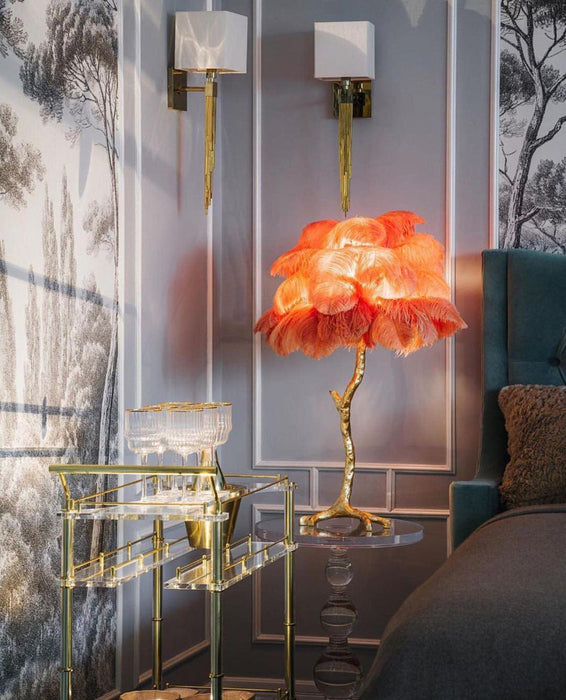 Ostrich Feather Table Lamp-DWHOME