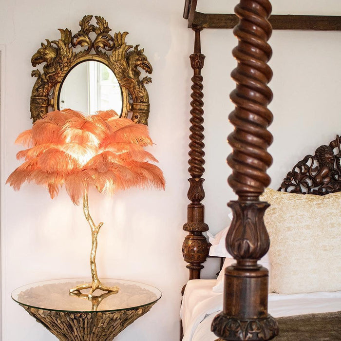 Ostrich Feather Table Lamp.