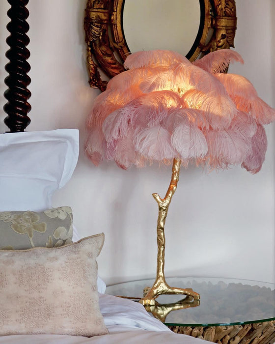 Ostrich Feather Table Lamp-DWHOME