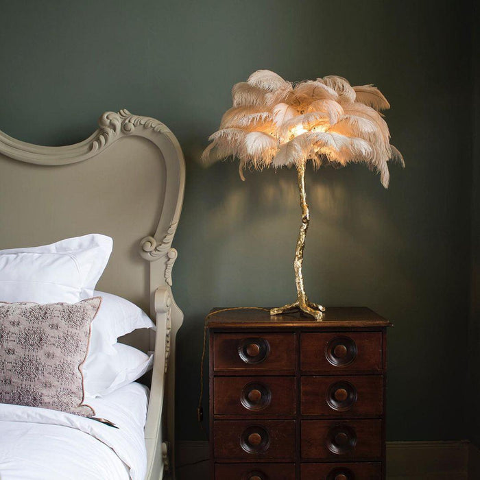 Ostrich Feather Table Lamp-DWHOME